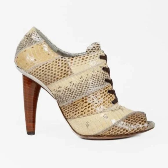 Dolce & Gabbana Alligator Peep-Toe Lace-Ups - Picture 1 of 9